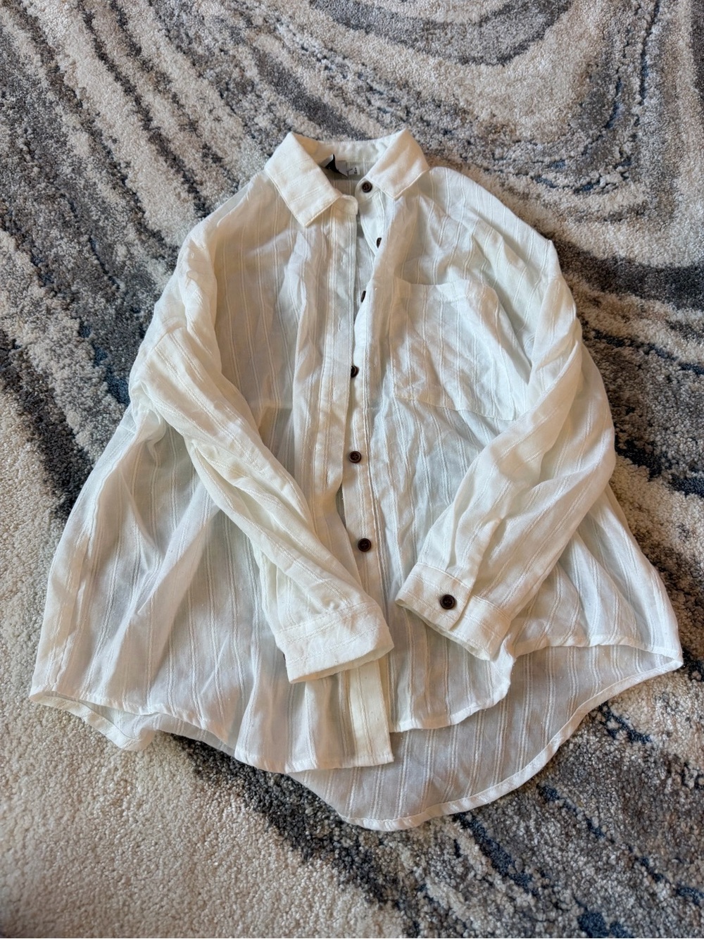 Princess Polly Ivory Textured Button-Down Shirt
